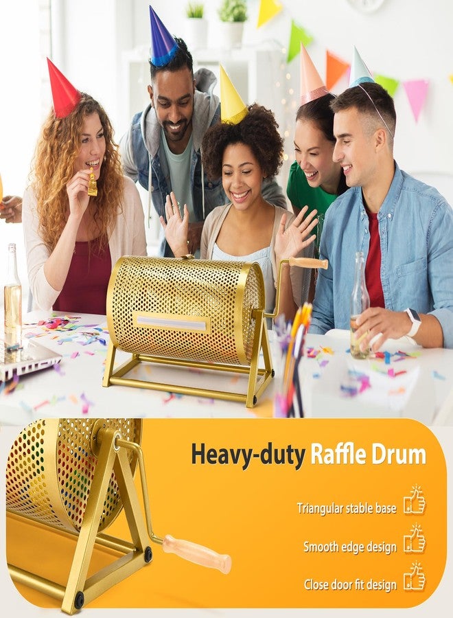 GADFISH Raffle Drum, Thickened Metal Raffle Ticket Spinner Box with Sealing Tape, Silent Design Raffle Ticket Cage with Wooden Turning Handle & Stable Tripod Stand for Lottery Games, Raffle Balls - Image 2